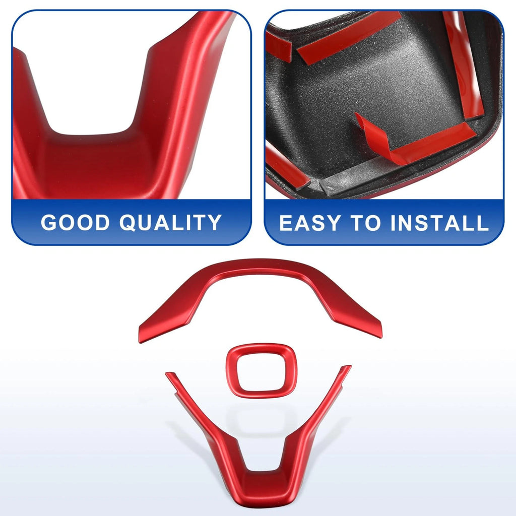3pcs ABS Steering Wheel Cover Trim for Honda Accord (2018–2021) Red