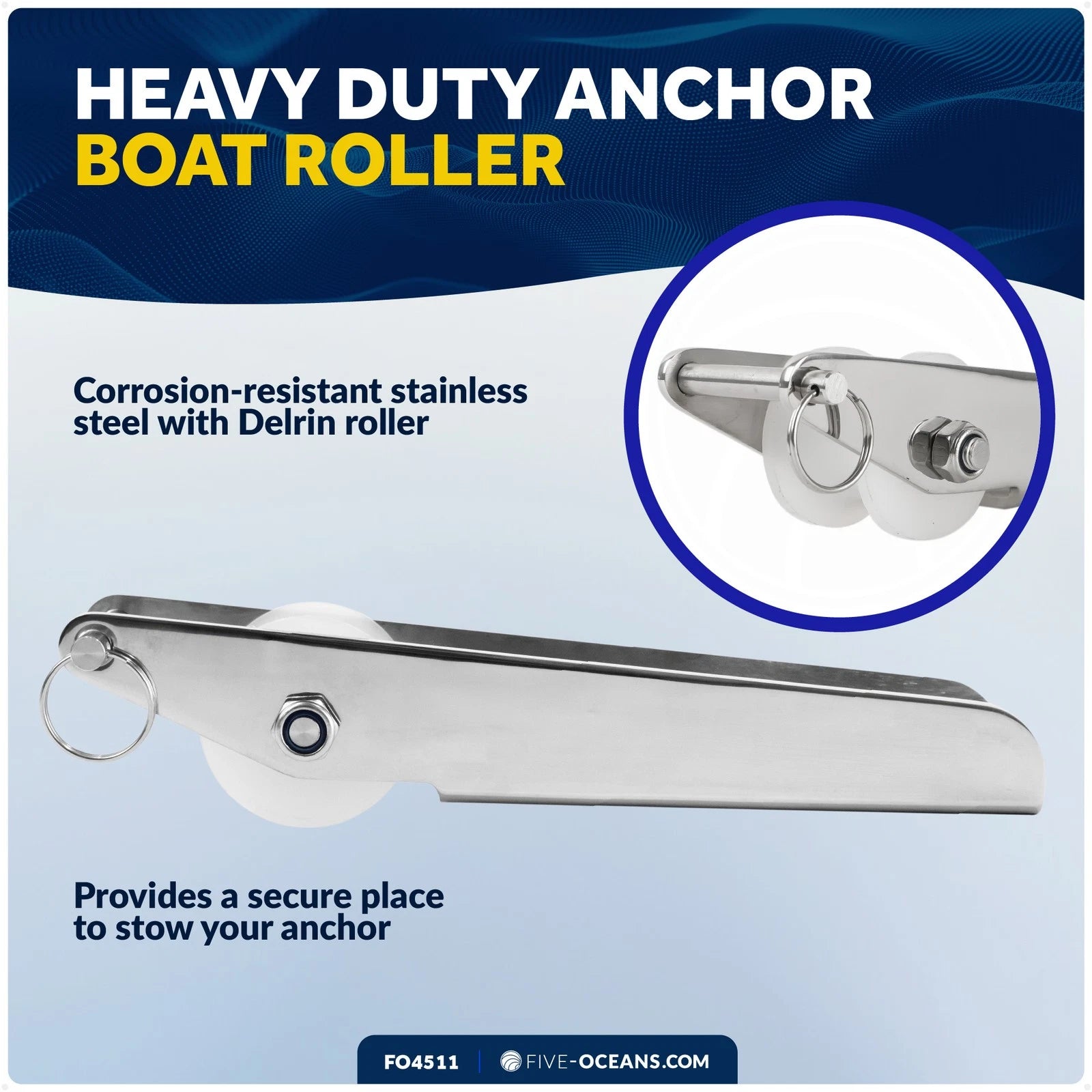 316 Stainless Steel Fixed Anchor Bow Roller for Boats (11-Inch)