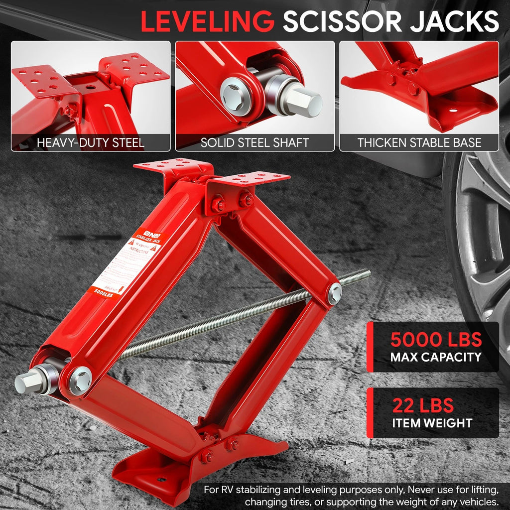 2X 2.5 Ton 24" RV Camper Stabilizer Leveling Scissor Jacks w/ Crank Handle
