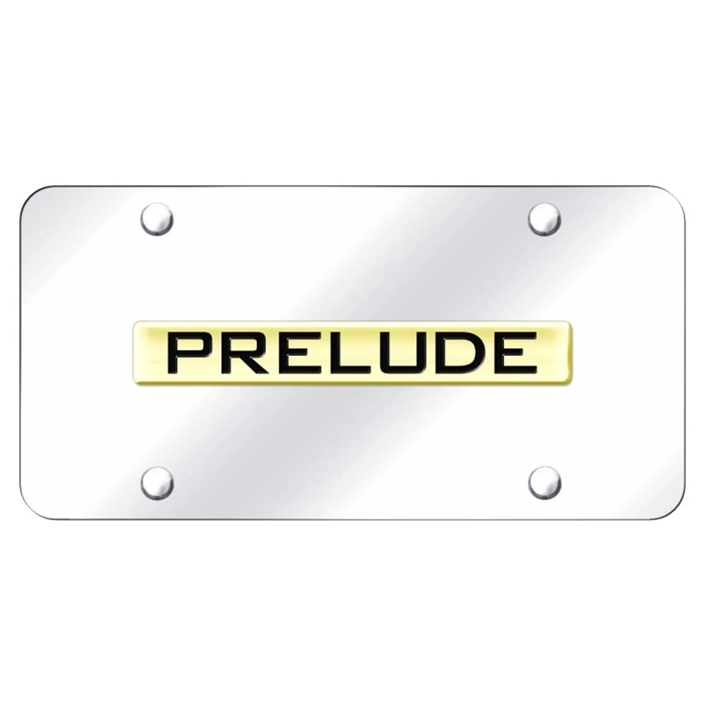 Gold Name on Chrome License Plate - Officially Licensed for Honda Prelude