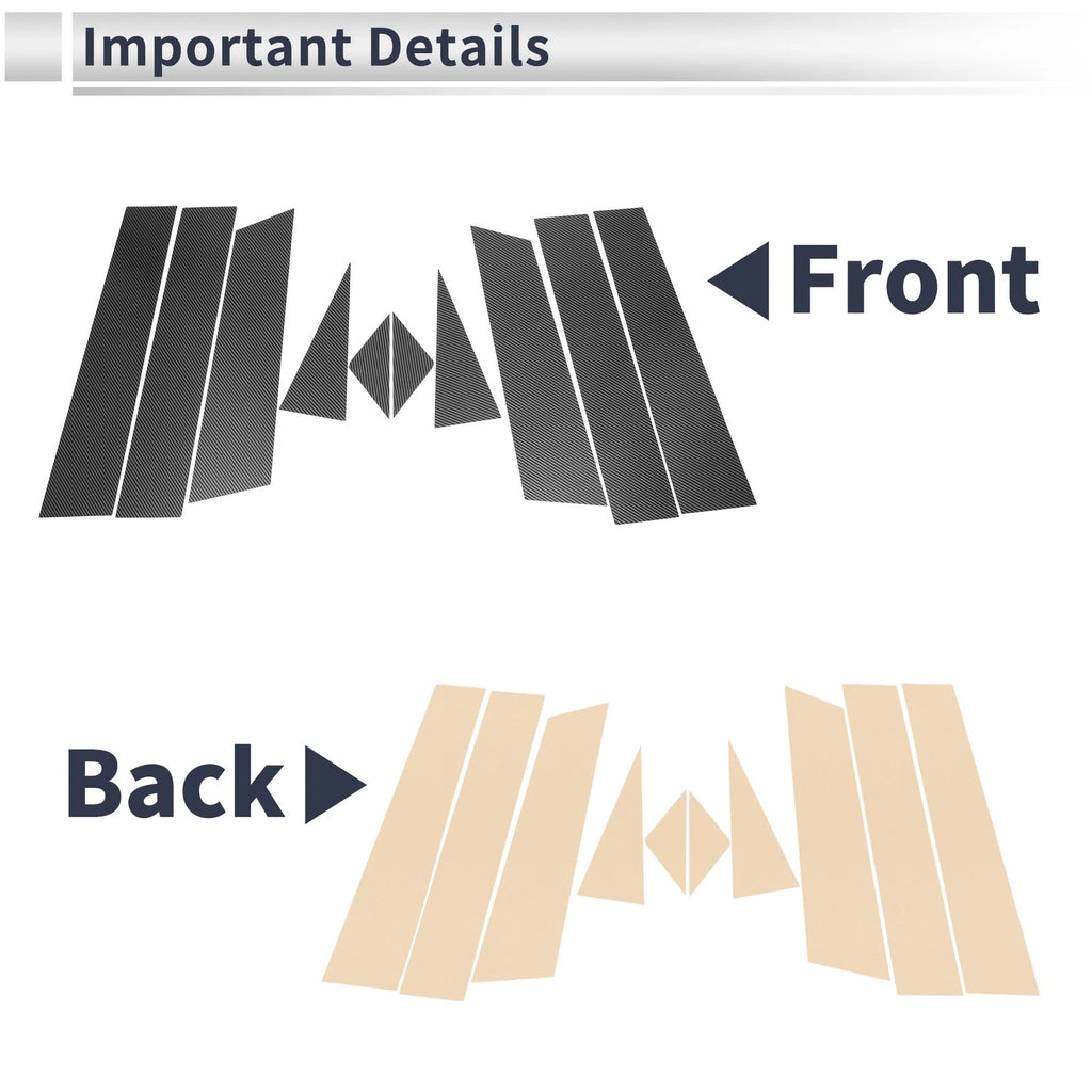 10X Door Pillar Window Trim for Mazda CX-8 (2018–2023) Carbon Fiber Black