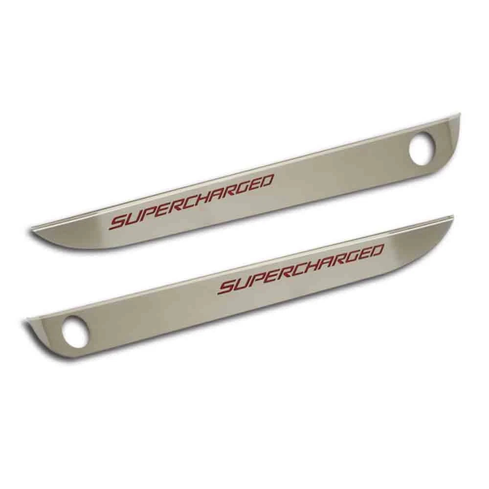 Laser Cut Door Guards w/Green CF Vinyl "Supercharged" Inlay for 2005-13 Corvette