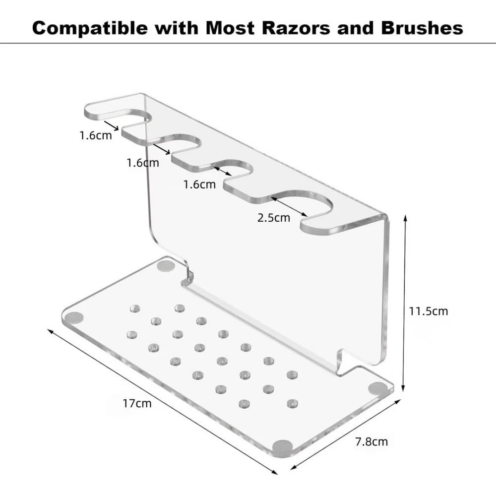 Acrylic Shaving Tool Holder for Wall or Desktop (17x7.8x11.5cm)