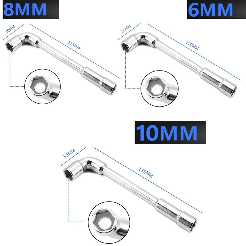 3PCS Doublehead L Shaped Socket Wrench Set Chrome Vanadium Steel