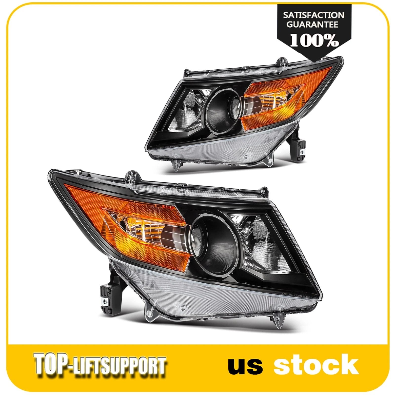 2X Halogen Black Headlights Assembly for Honda Odyssey (2011–2017)