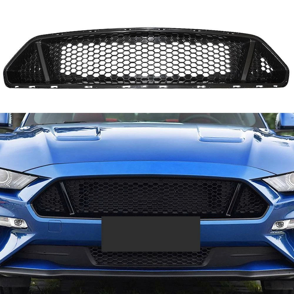Front Upper Grille Mesh for Ford Mustang (2018–2021) Black Honeycomb ABS