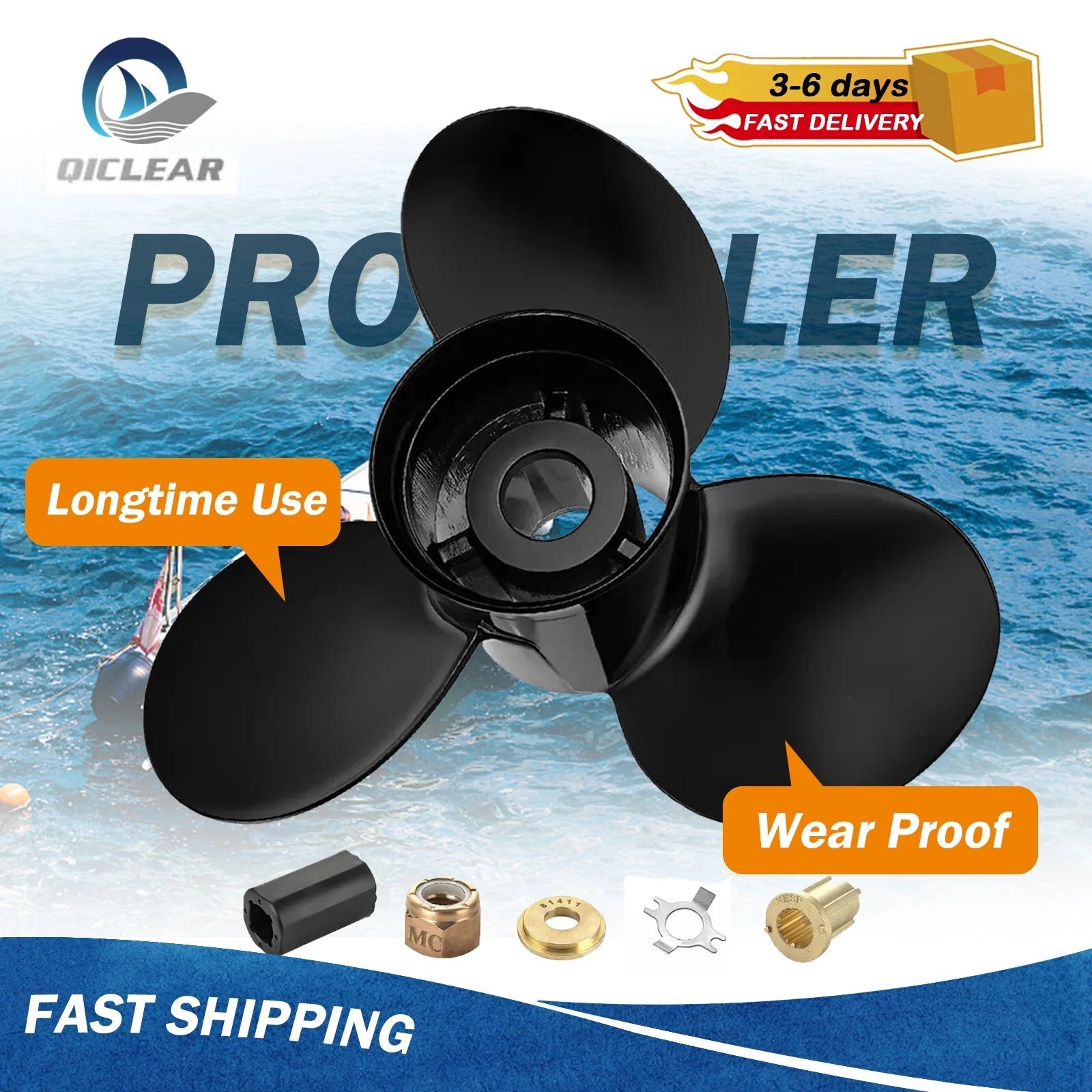 15 x 17 Aluminum Boat Propeller for Mercury 130-300 HP (48-832828A45, RH)