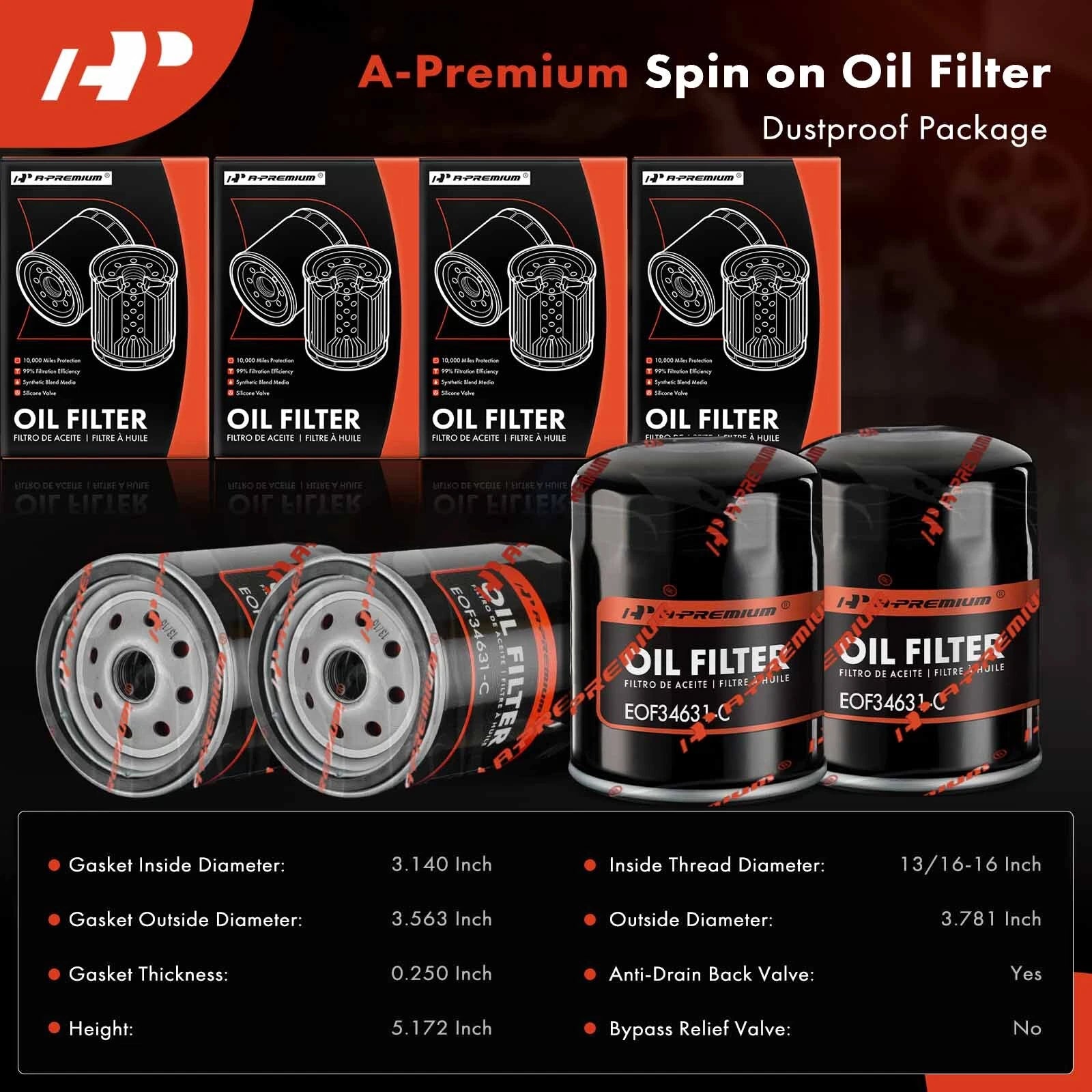 Set of 4 Engine Oil Filters for Chevy C10 C20 Suburban (1968–1986)