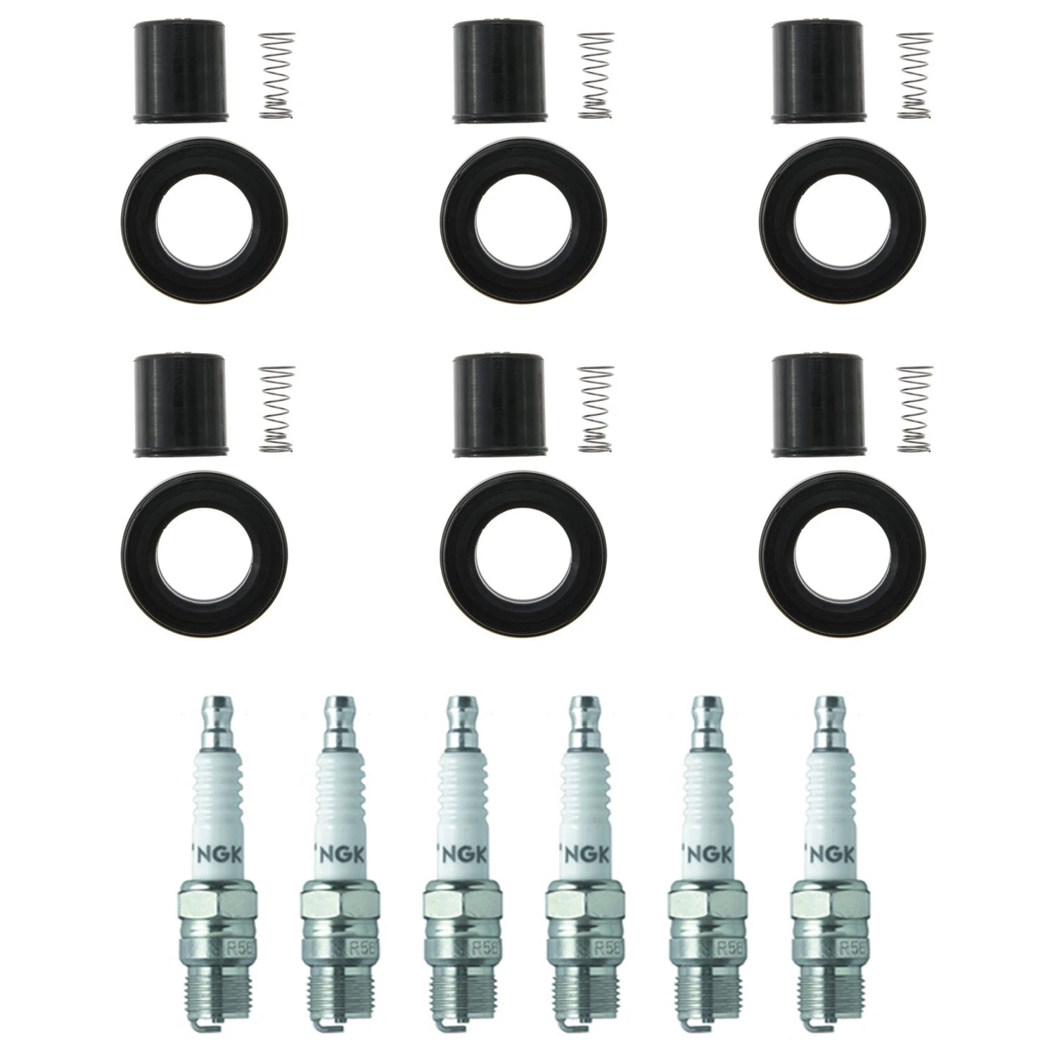 Set of 6 NGK Racing Spark Plugs & Coil Boots for Honda Accord EX-L (2008–2012)