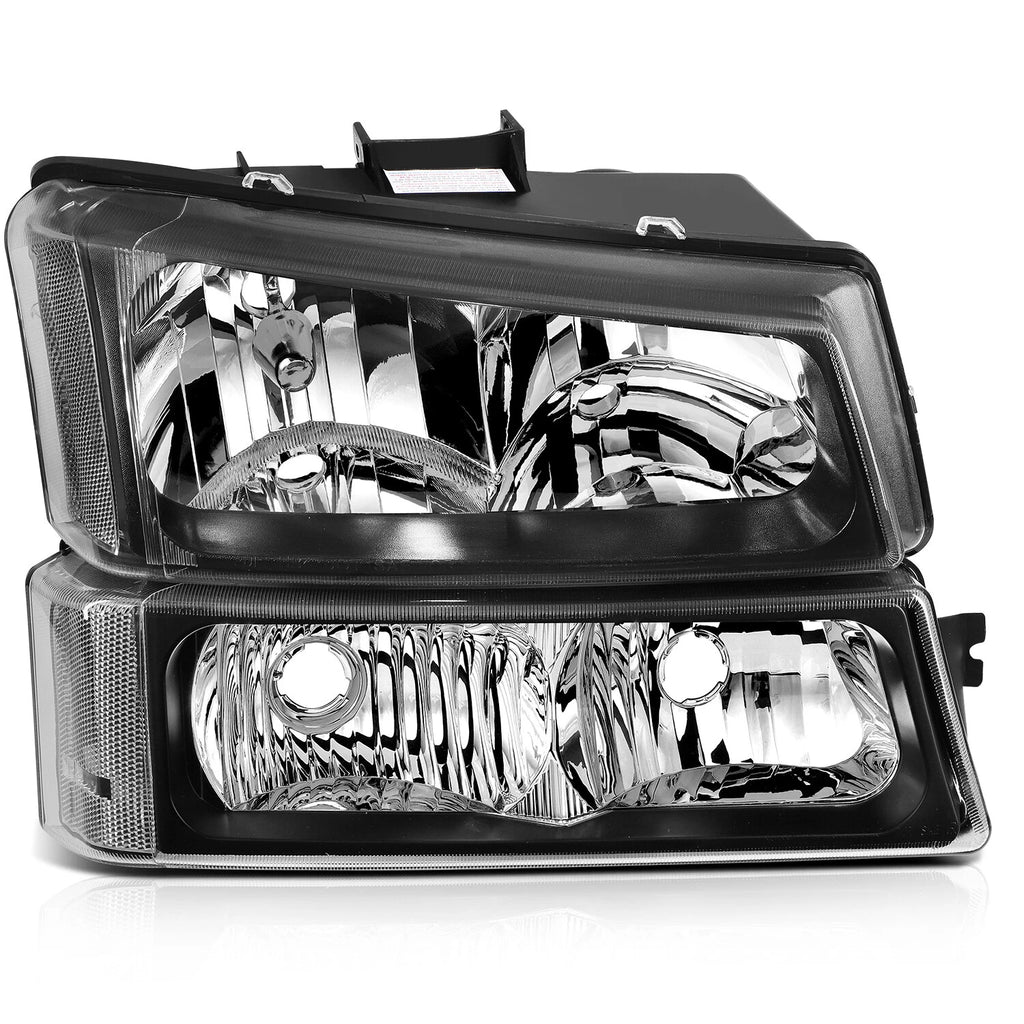 Headlight Assembly Pair for Chevrolet Avalanche (2003-2006) Black