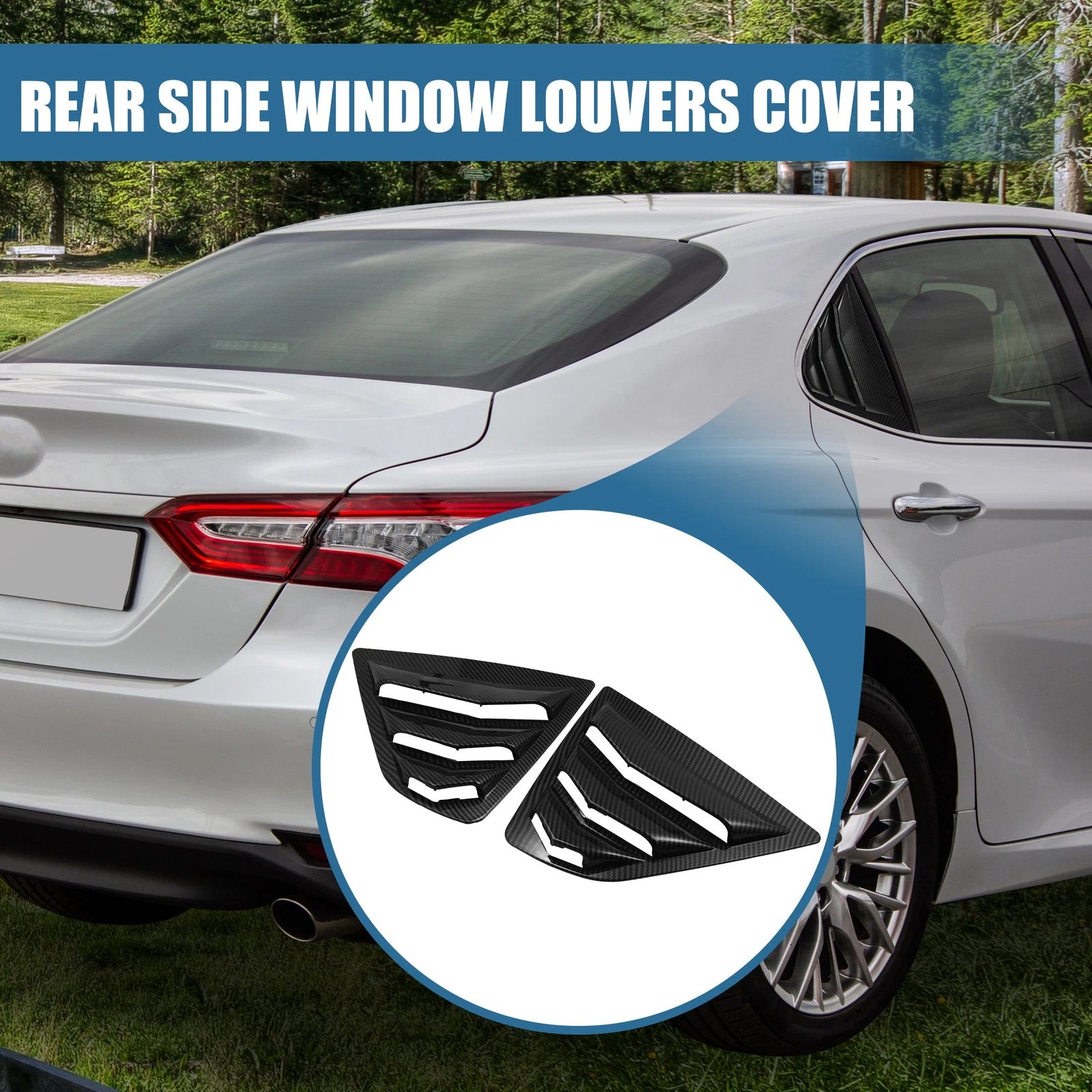 1 Pair Rear Side Window Louvers Carbon Fiber for Toyota Camry  726215260984