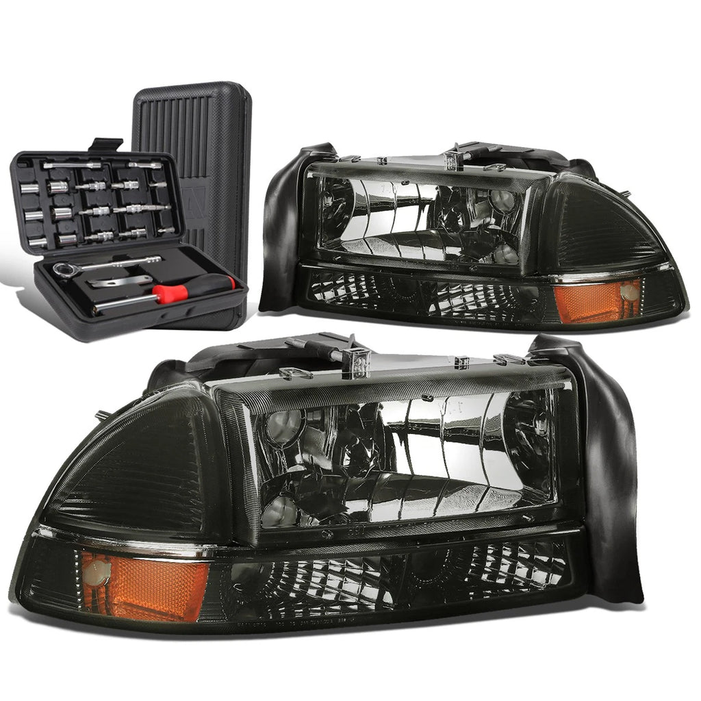 Smoked Headlight & Amber Bumper Lamp Set for Dakota Durango (1997–2004)