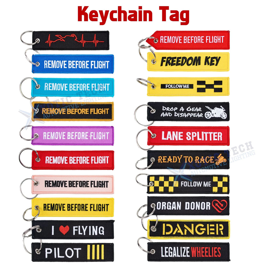 Embroidered Jet Tag Keychain for Backpack Biker Motorcycle Scooter (1pc)