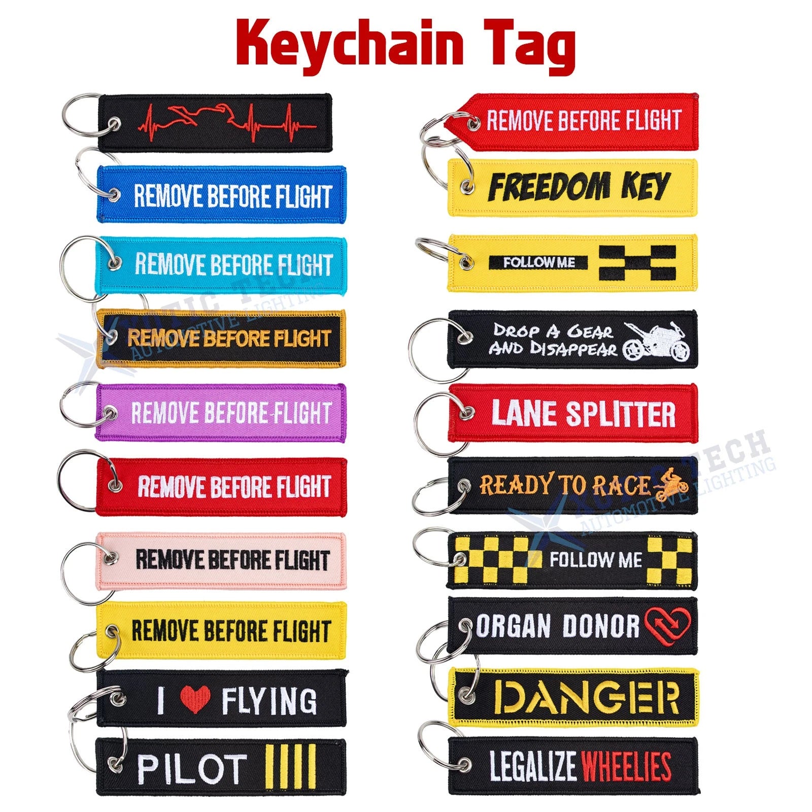 Embroidered Jet Tag Keychain for Backpack Biker Motorcycle Scooter (1pc)
