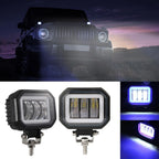 2X 4-Inch Square LED Work Light Bar for Motorcycle (12V–24V)