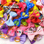 Set of 4 Pet Hair Bows Rubber Bands for Small Dogs and Cats