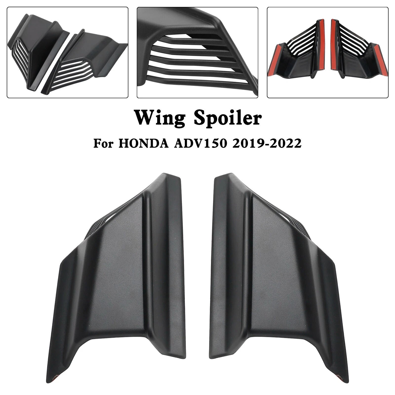 Body Winglet Side Deflector Air Wing Spoiler for Honda ADV-150 (2019–2022) Black T9