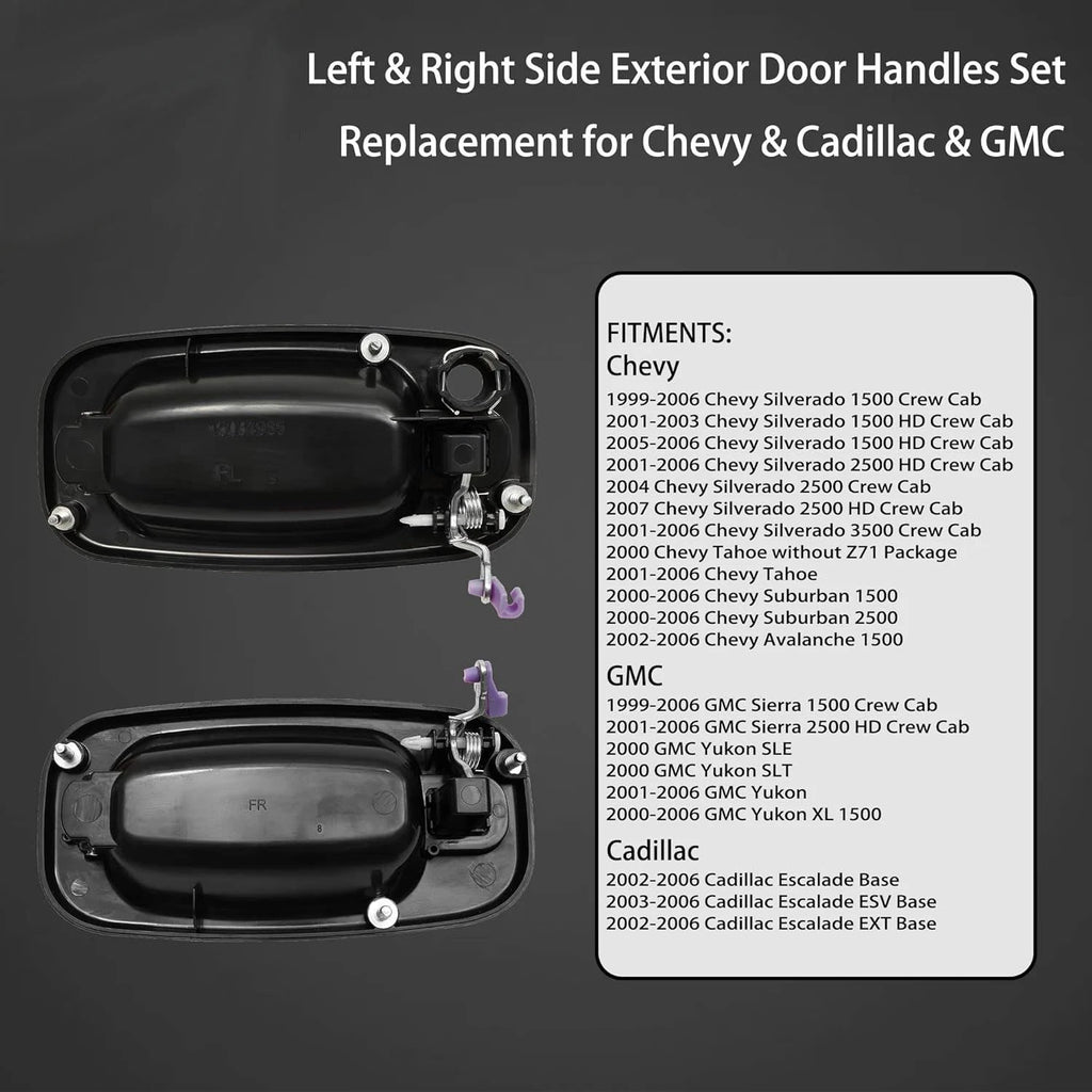 4Pcs Exterior Door Handle for Chevy Silverado GMC Cadillac (1999–2007)