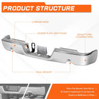 Chrome Rear Bumper Bar for Dodge Ram 1500 Classic (2009–2024) w/ Dual Exhaust Holes