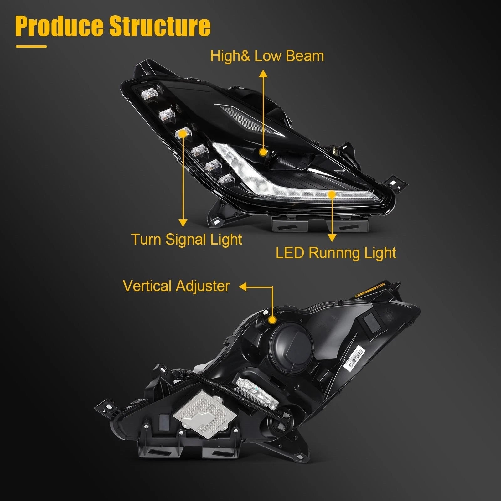 2X HID Xenon LED Headlights for Chevy Corvette Z06 (2015–2019)