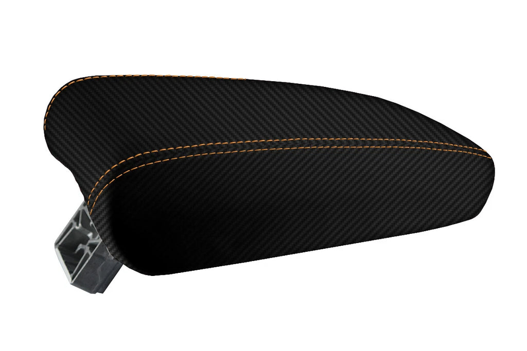 Console Lid Armrest Cover for Audi A6 (2012–2018) Carbon Fiber Orange Stitch