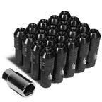 Set of 20 J2 7075 Forged Aluminum M12x1.5 Open-End Lug Nuts w/Adapter Black