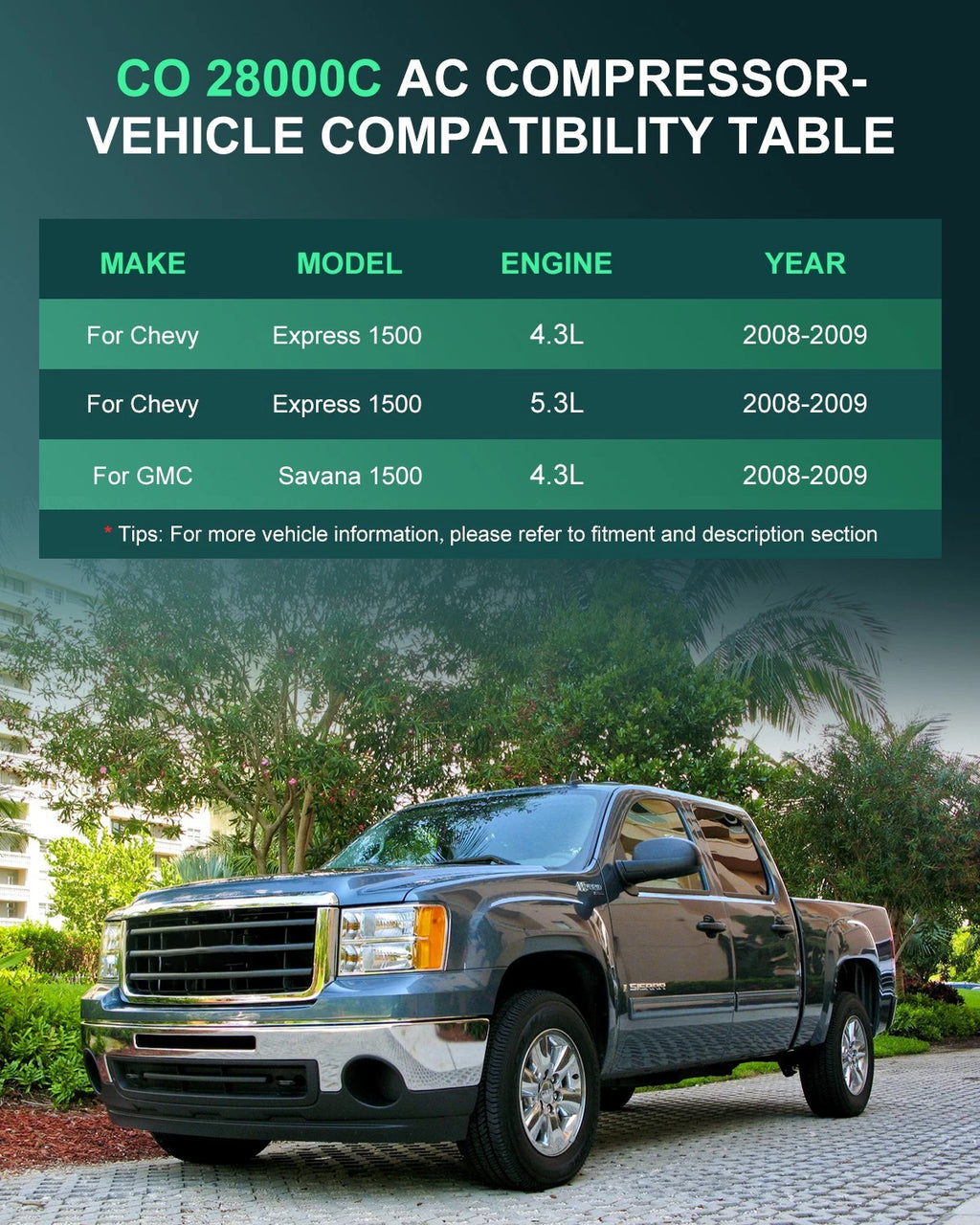 A/C Compressor for Chevrolet Express GMC Savana Silverado (2007–2009)