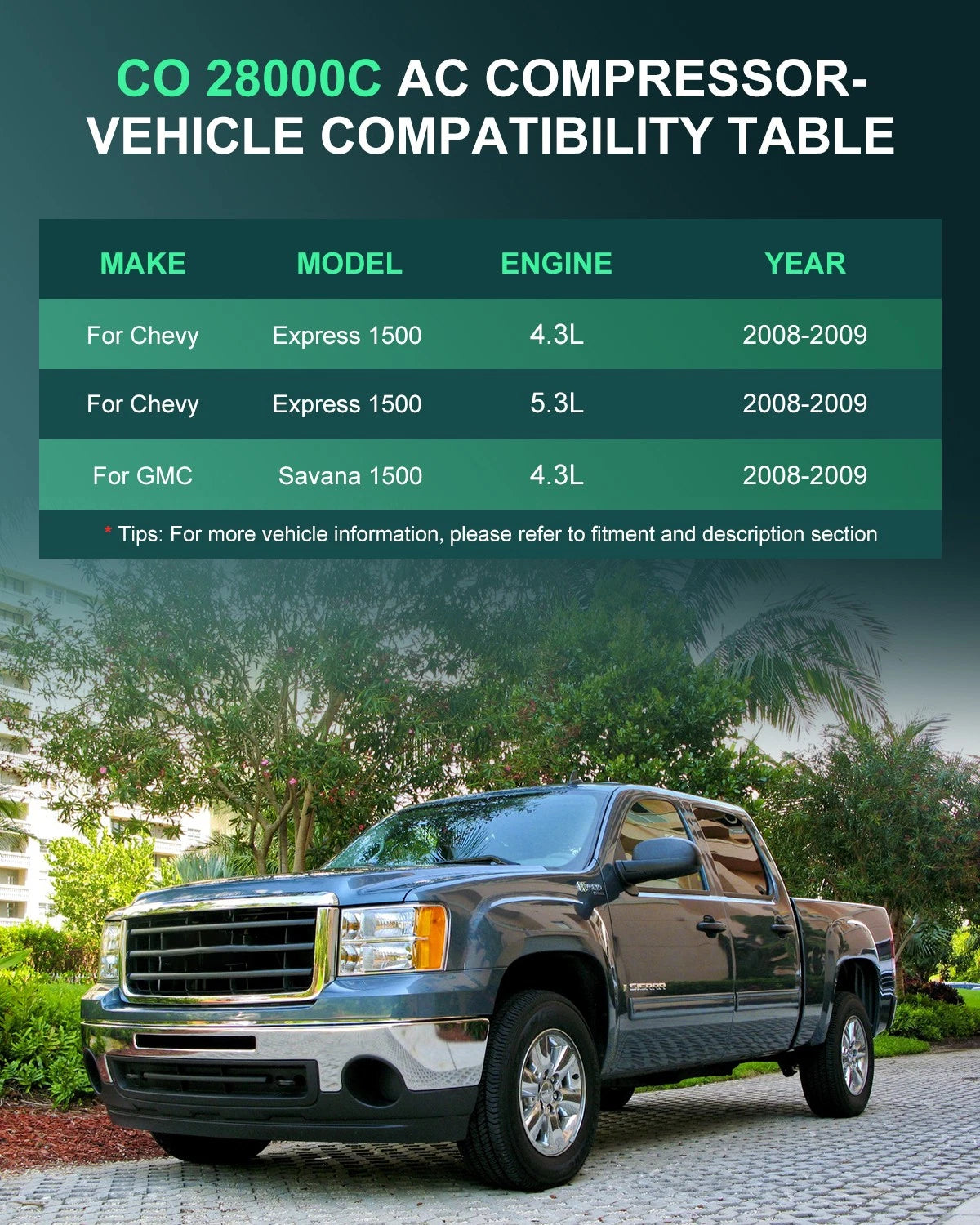 A/C Compressor for Chevrolet Express GMC Savana Silverado (2007–2009)