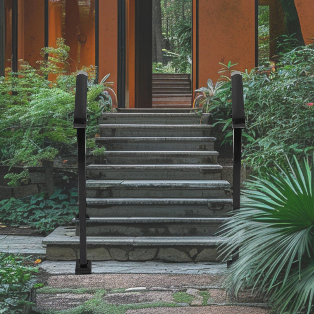 Steel Handrail Picket for Outdoor Steps (1 or 2 Step) - Black
