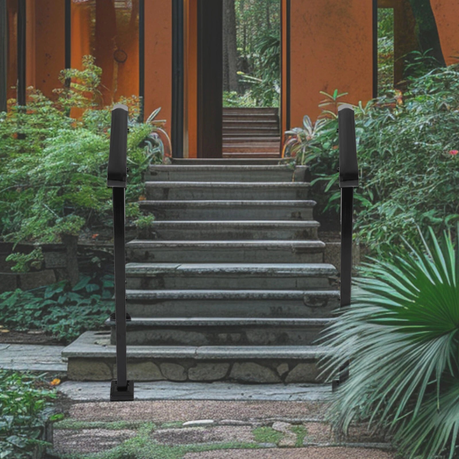 Steel Handrail Picket for Outdoor Steps (1 or 2 Step) - Black