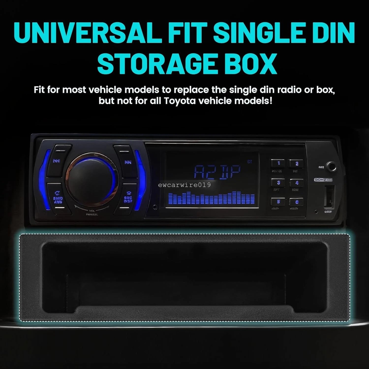 Single Din Car Radio Storage Box for Ford Mustang (1994–2000)