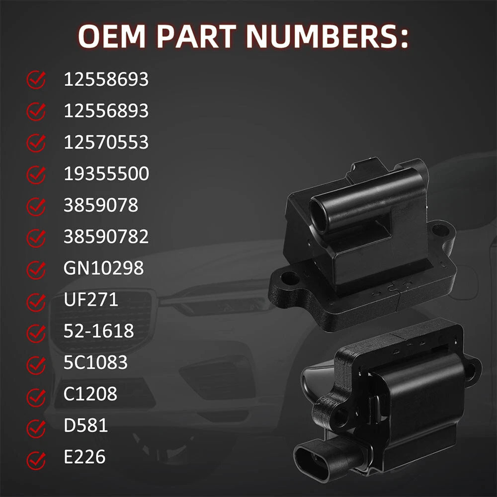 8 Square Ignition Coils for Chevy GMC Cadillac 4.8L 5.3L 6.0L (2007-2013)