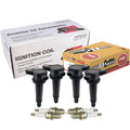 Set of 4 Ignition Coils & Spark Plugs for Hyundai Kia (Hitachi, NGK)