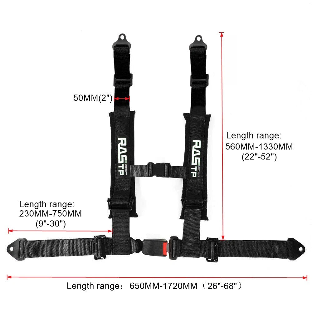 Set of 4 Universal 2IN Racing Car Seat Belt Harness for ATV UTV Go-Kart