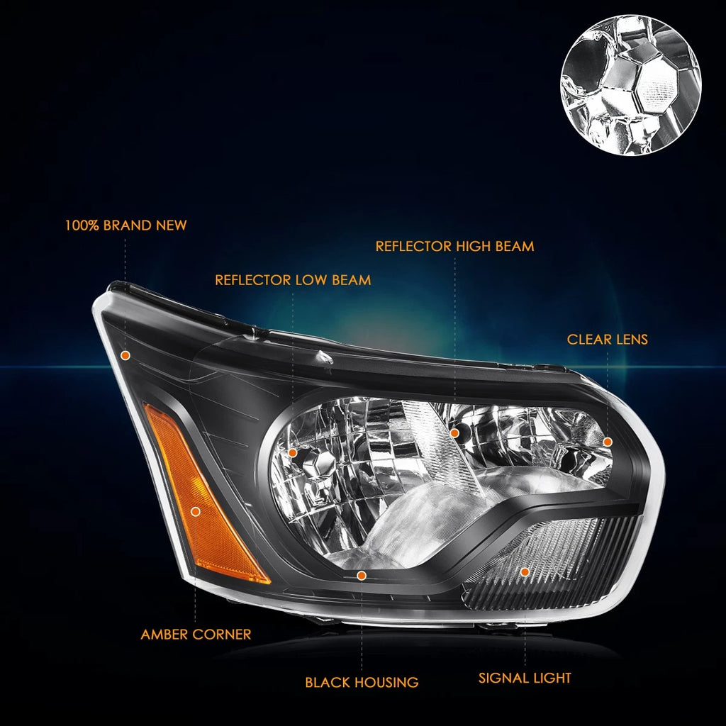 Right Side Headlight Lamp for Ford Transit 150-350 (2015–2023) Black