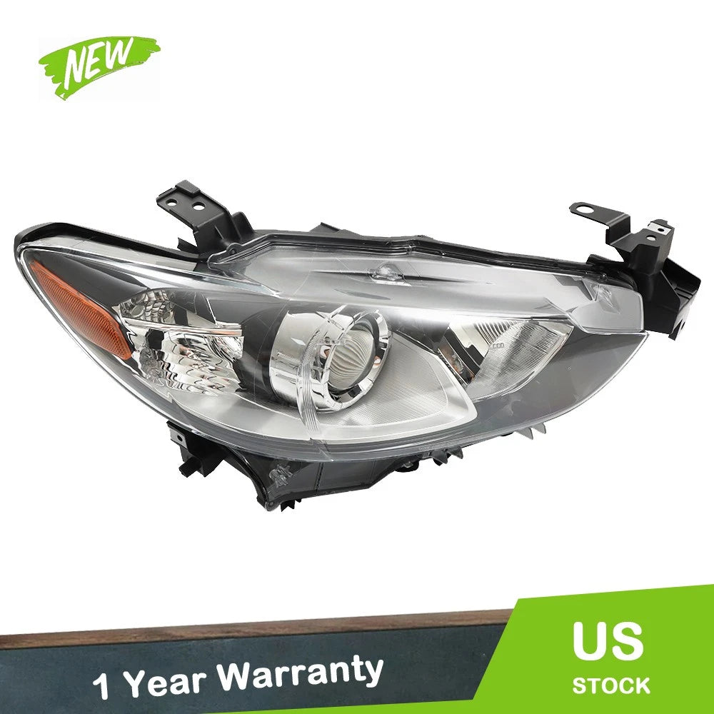 Headlight Assembly Halogen Black Clear for Mazda 6 (2014–2017) Right Side