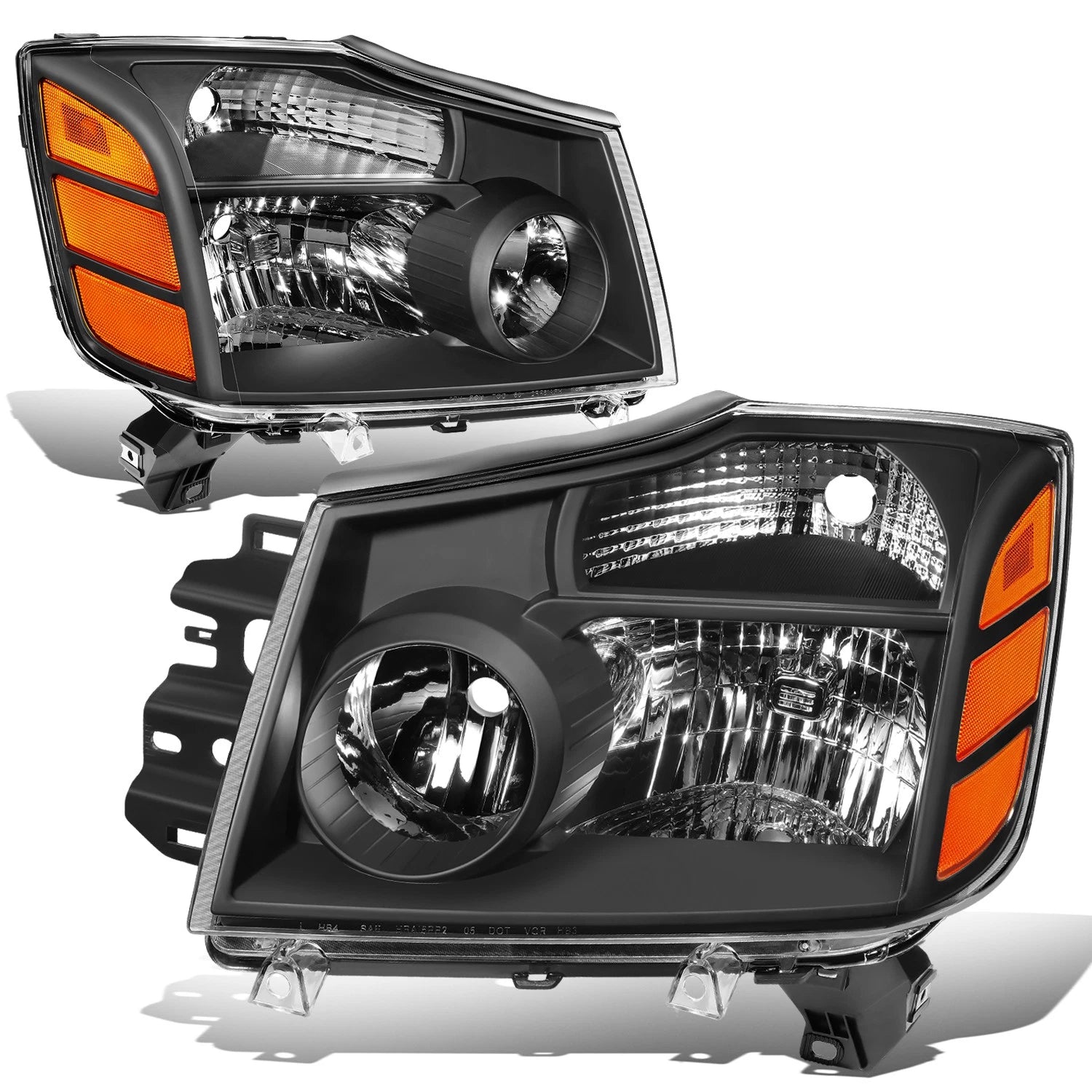Headlight for Nissan Armada Titan (2005–2015) Black Amber Factory Style
