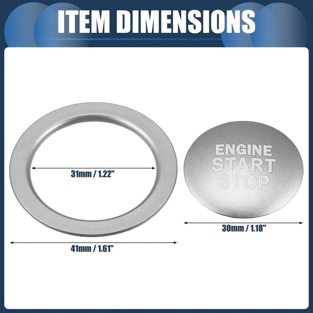 Set of 1 Engine Start Stop Button Cover for Toyota  Silver Tone