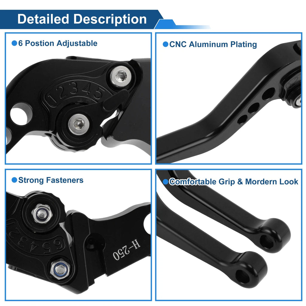 Adjustable Short Brake Clutch Levers for Honda Fury/VTX1300CX (2009–2018) Black
