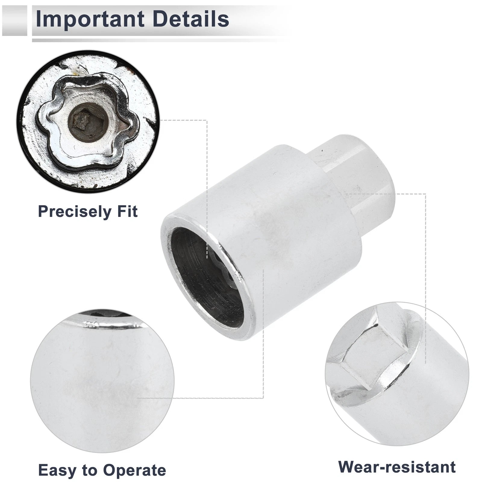Type H Wheel Lock Lugnut Antitheft Screw Nut Removal Key Socket for Toyota 