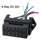 6 Way Blade Fuse Box for Car and Boat Applications (Up to 32 Volts)