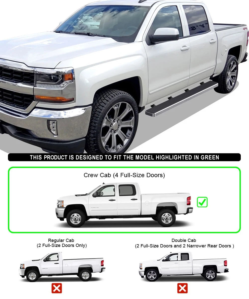 6in Stainless Steel Bars for Chevy Silverado GMC Sierra (2007-2018)