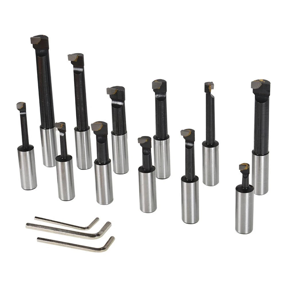 3" Boring Head with R8 Shank & 12 Pcs 3/4" Carbide Boring Bar Set