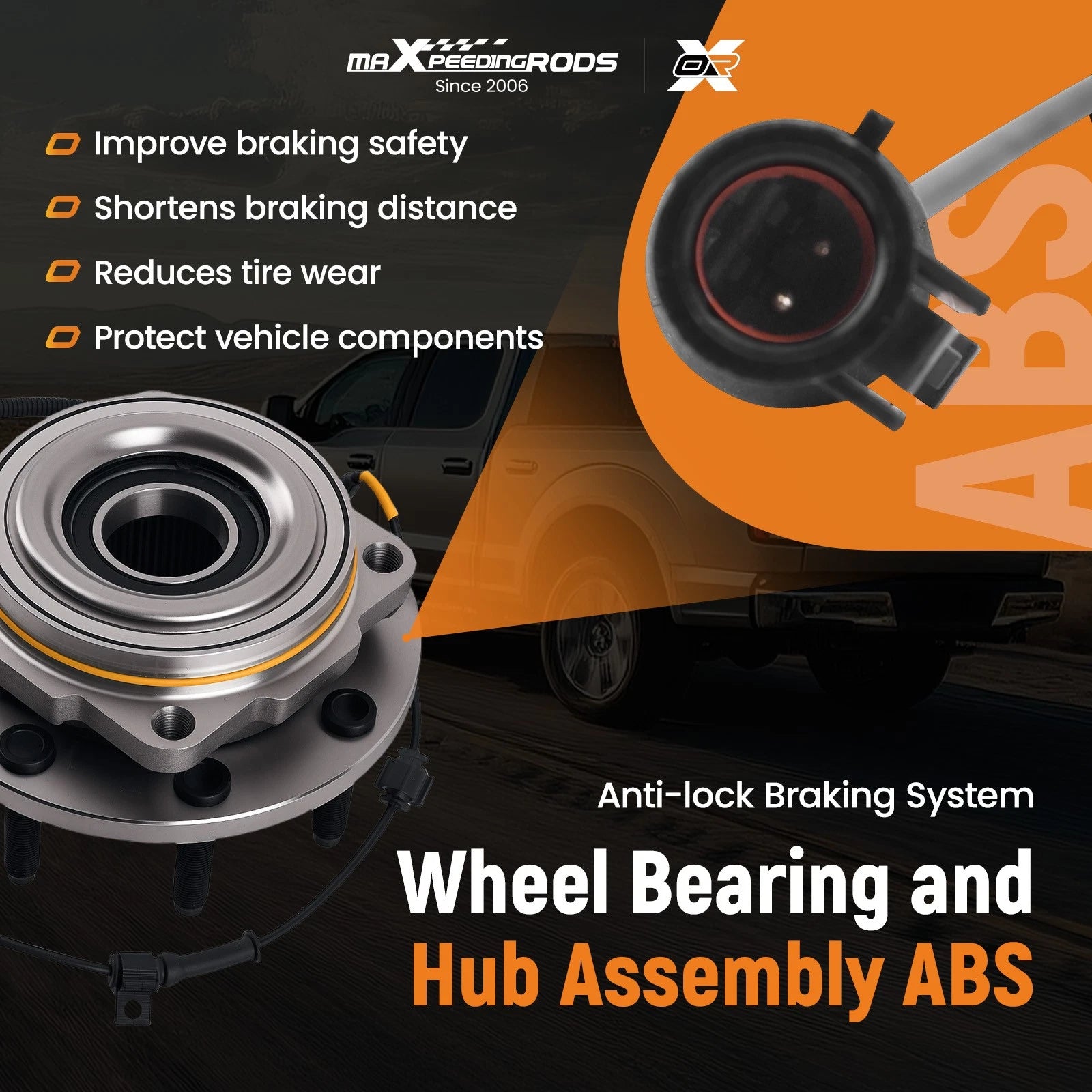4WD Front Bearing Hub for Ford F-250/F-350 (2005–2010) BR930695 8 Lug ABS