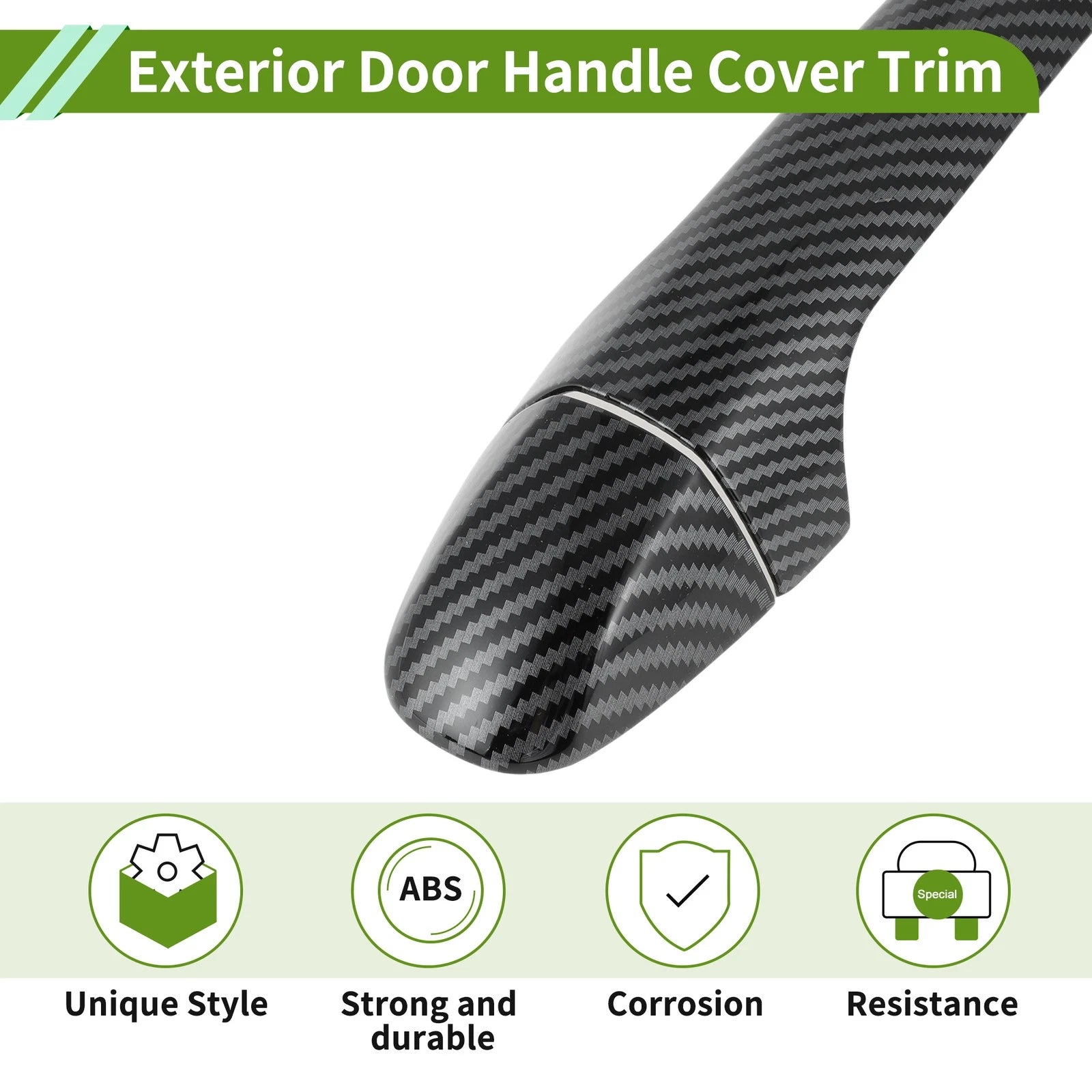 Exterior Door Handle Cover Trim for Toyota Highlander (2015–2019) Carbon Fiber Black