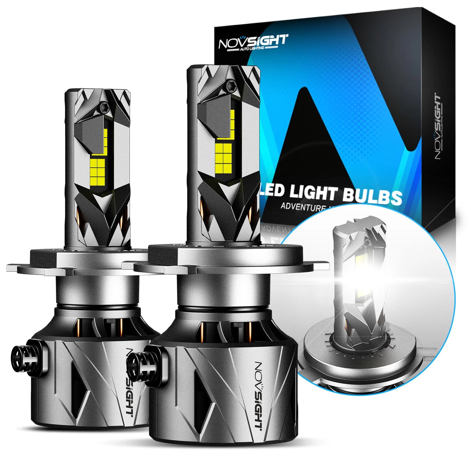 H4 9003 HB2 LED Headlight Bulbs Kit for NOVSIGHT (6500K, 60000LM)