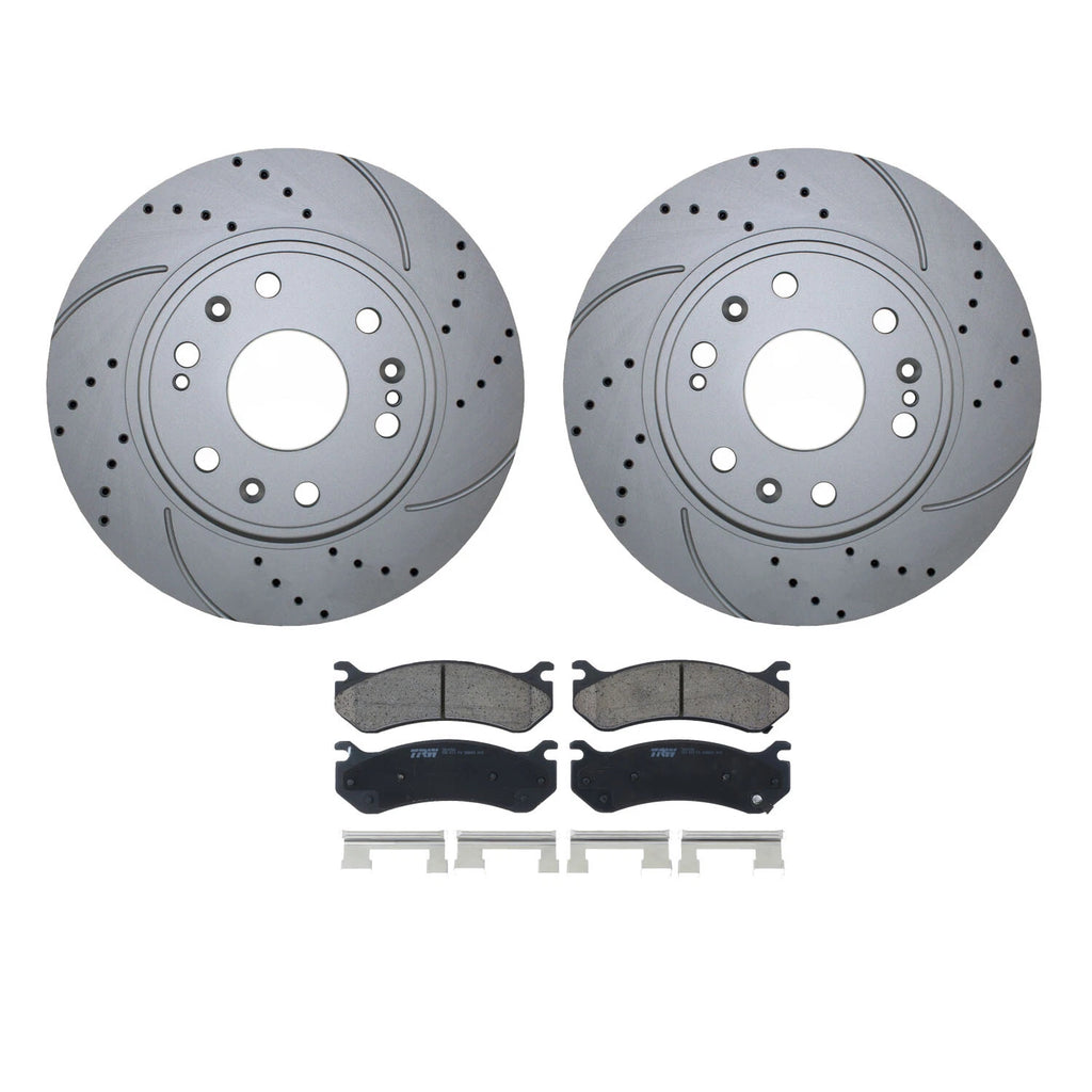 Front Brake Kit Set of 4 330mm Drilled Disc Rotors TRW Ceramic Pads for Chevrolet GMC