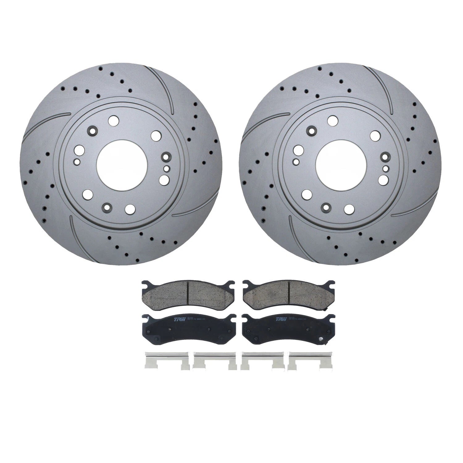 Front Brake Kit Set of 4 330mm Drilled Disc Rotors TRW Ceramic Pads for Chevrolet GMC