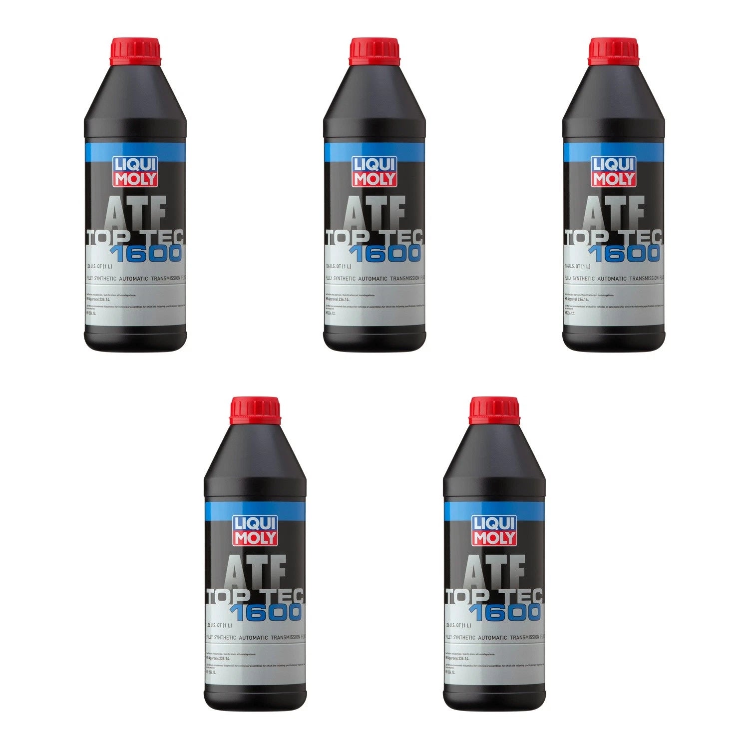 Set of 5 Liqui Moly Top Tec ATF 1600 Automatic Transmission Fluid (5L)