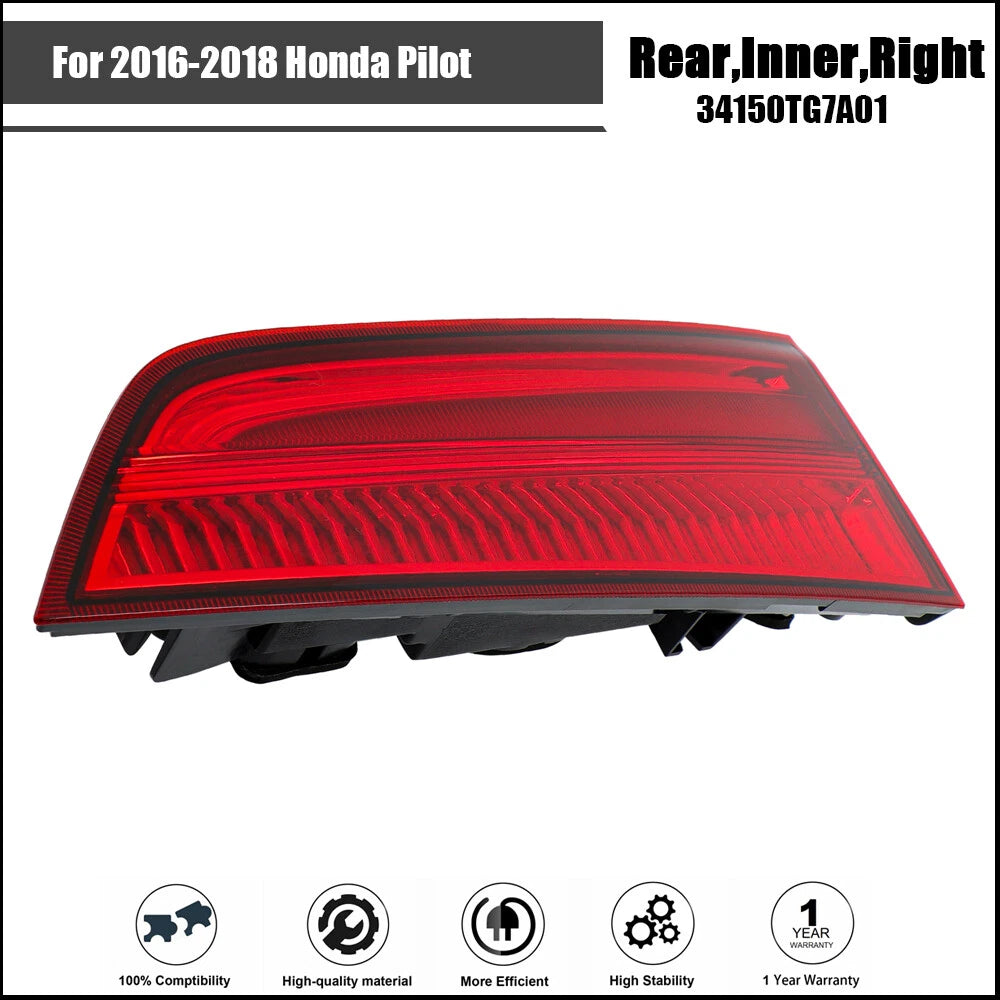 Tail Light for Honda Pilot (2016–2018) Passenger Side Rear Halogen Red